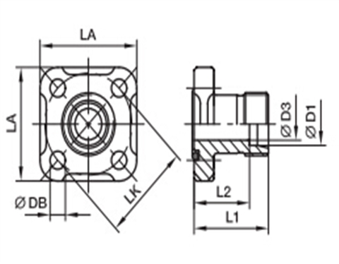 BFG 齿轮泵直通液压方形法兰接头-EO 24°锥连接、PARKER卡套接头、PARKER接头