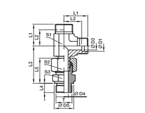 EVL-R  三通组合接头-英制螺纹金属密封PARKER接头、PARKER卡套接头
