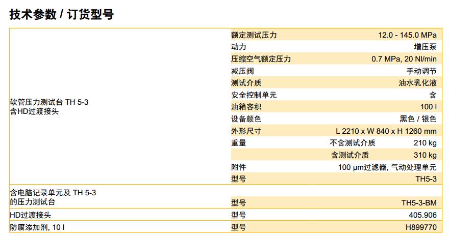 Parker派克软管总成测试台TH5-3测试压力达145.0MPa 技术参数